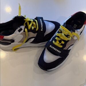 Burberry Sneakers with Black, White, and Yellow Accents